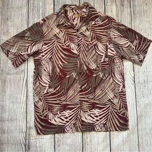 VTG Caribbean Silk Hawaii Button Short‎ Sleeve Shirt Mens Size M Single Stitch